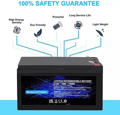 Bateria de fosfato de lítio 12,8 V 10Ah embutida LiFePO4 bateria recarregável