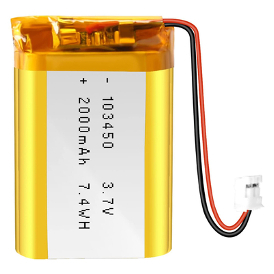 Bateria de íon de lítio recarregável NCM 3,7 V 2000 mAh / Conector de bateria de íon de lítio JST