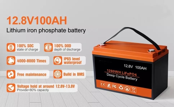 bateria profunda solar do ciclo da bateria de armazenamento UN38.3 da energia 12kg 100AH 12V LiFePO4