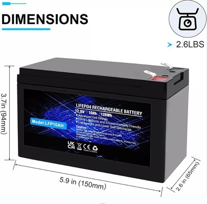 Bateria de fosfato de lítio 12,8 V 10Ah embutida LiFePO4 bateria recarregável