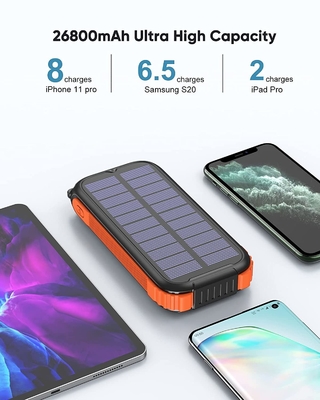 Estação de banco de energia solar real portátil de manivela 26800mAh NCM