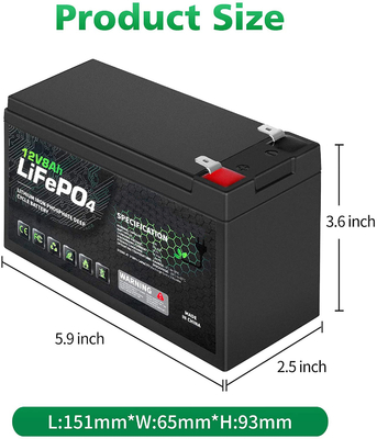 Bateria de fosfato de lítio 8Ah 12v Caravan Lifepo4 Bateria de íon de lítio