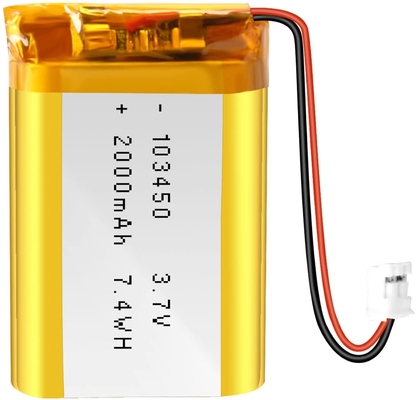 Bateria de íon de lítio recarregável NCM 3,7 V 2000 mAh / Conector de bateria de íon de lítio JST